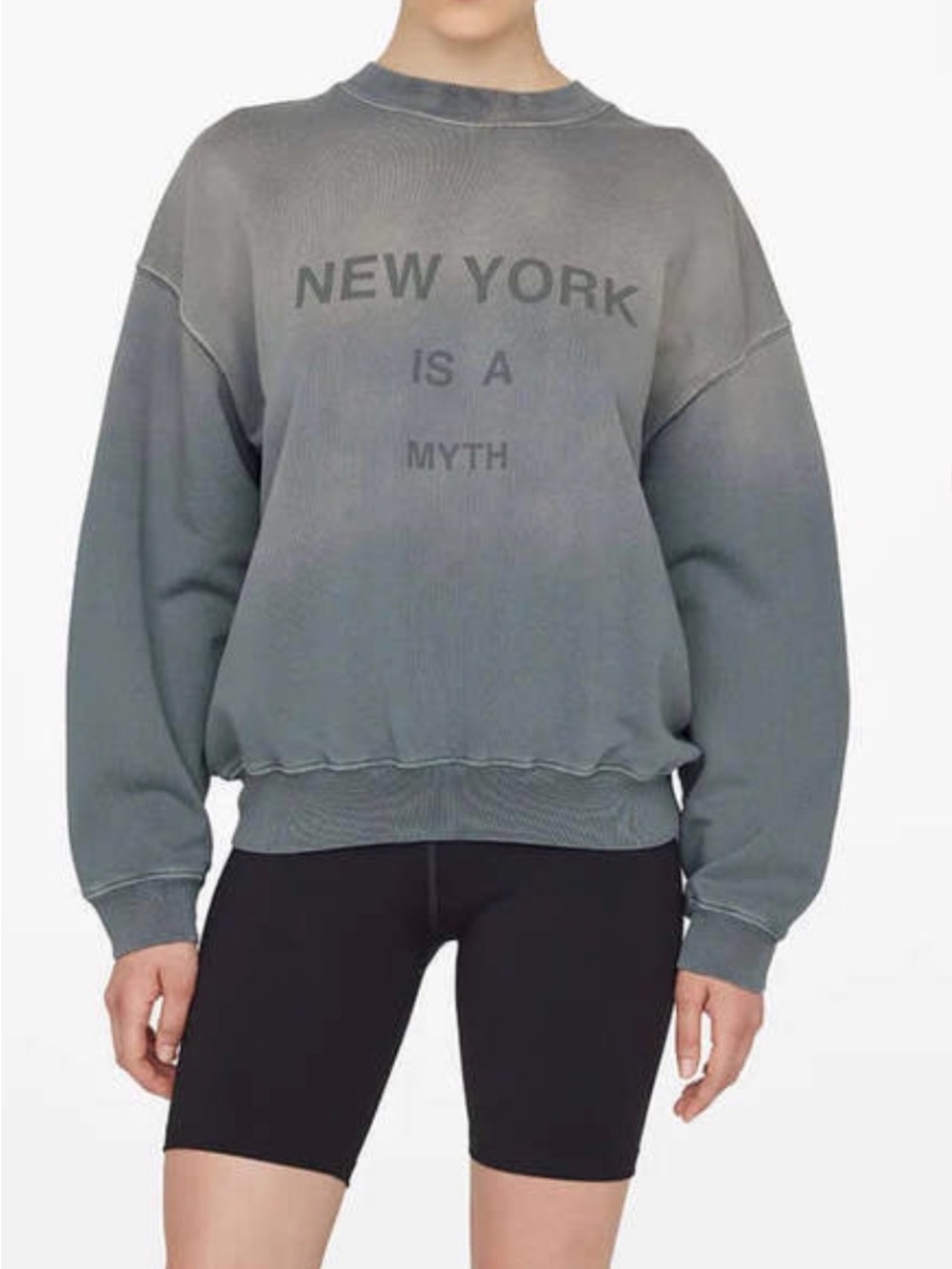 NWT Anine Bing Jaci Sweatshirt Myth New York Ombre Gray Crewneck Size Small